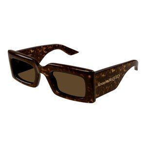 NEW ALEXANDER MCQUEEN AM0433S 002 HAVANA BROWN SQUARE SUNGLASSES